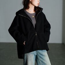 【大きいサイズ】 ハイネックフードZIPジャケット 大きいサイズ レディース アウター ジャケット