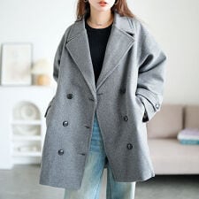 【大きいサイズ】 オーバーサイズダブルブレストコート 大きいサイズ レディース アウター コート 秋