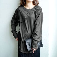 ゴールドジャパン(GOLDJAPAN)の【大きいサイズ】 ロングカフスカットソーチュニック 大きいサイズ レディース トップス カットソー