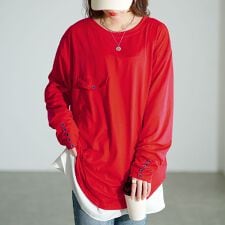 ゴールドジャパン(GOLDJAPAN)の【大きいサイズ】 ロングカフスカットソーチュニック 大きいサイズ レディース トップス カットソー