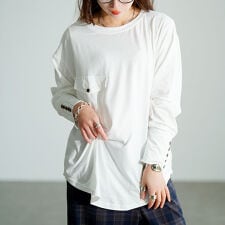 ゴールドジャパン(GOLDJAPAN)の【大きいサイズ】 ロングカフスカットソーチュニック 大きいサイズ レディース トップス カットソー