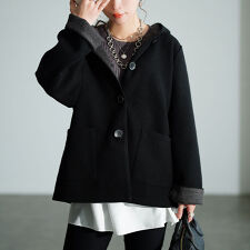 ゴールドジャパン(GOLDJAPAN)の【大きいサイズ】 裏配色ニットフード付きコート 大きいサイズ レディース アウター ジャケット 上着