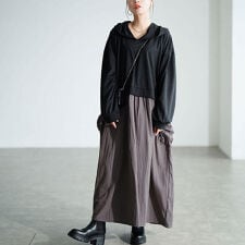 ゴールドジャパン(GOLDJAPAN)の【大きいサイズ】 ドロストポケットパーカードッキングワンピース 大きいサイズ レディース ワンピース