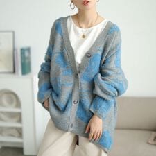 【大きいサイズ】 配色シャギー花柄ニットカーディガン 大きいサイズ レディース トップス カーデ 秋