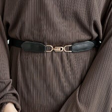 ゴールドジャパン(GOLDJAPAN)の【大きいサイズ】 2wayゴムベルト 大きいサイズ レディース ベルト 小物 ストレッチ エコレザー