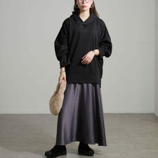 【大きいサイズ】 パーカードッキングサテンワンピース 大きいサイズ レディース ワンピース ロング