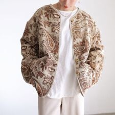 【大きいサイズ】 配色パイピングペイズリー柄ジャケット 大きいサイズ レディース アウター コート