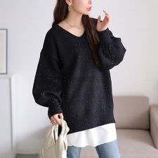 【大きいサイズ】 ボリューム袖パールニットチュニック 大きいサイズ レディース トップス セーター