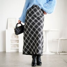 【大きいサイズ】 チェック柄ナロースカート 大きいサイズ レディース スカート ボトムス ロング 冬