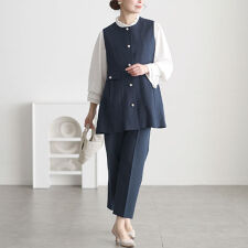 【大きいサイズ】 ツイードペプラムベスト＆テーパードパンツ＆キャンディスリーブブラウス3点セット 春