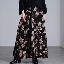 【大きいサイズ】 花柄マキシフレアスカート 大きいサイズ レディース スカート ボトムス ロング 冬