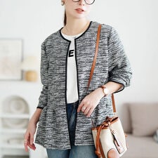 【大きいサイズ】 ラメツイードノーカラーペプラムジャケット 大きいサイズ レディース アウター 長袖