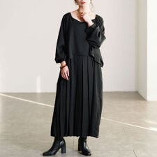 【大きいサイズ】 フェイクレイヤードプリーツワンピース 大きいサイズ レディース ワンピース