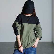 【大きいサイズ】 撥水裾ドロストバイカラープルオーバー 大きいサイズ レディース トップス