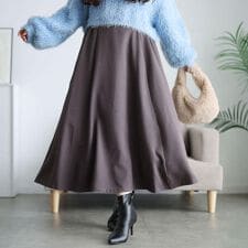 【大きいサイズ】 ストレッチツイルハイウエストフレアスカート 大きいサイズ  レディース スカート