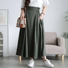 【大きいサイズ】 ストレッチツイルハイウエストフレアスカート 大きいサイズ  レディース スカート