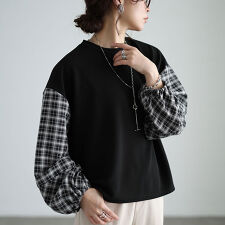 【大きいサイズ】 チェック柄 切り替え プルオーバー 大きいサイズ レディース トップス カットソー