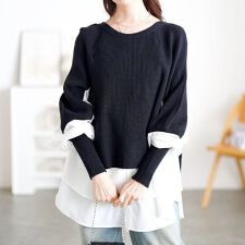 【大きいサイズ】 ティアードシャツドッキングニットチュニック 大きいサイズ  レディース チュニック