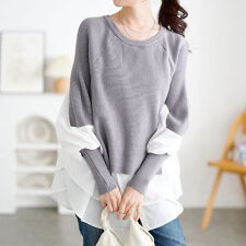 【大きいサイズ】 ティアードシャツドッキングニットチュニック 大きいサイズ  レディース チュニック