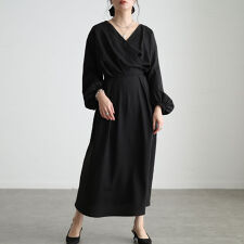 【大きいサイズ】 カシュクールウエストタックワンピース 大きいサイズ  レディース ワンピース