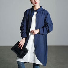 【大きいサイズ】 シャドーストライプ柄重ね着風 シャツ チュニック 大きいサイズ  レディース