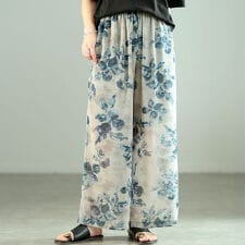 【大きいサイズ】 ぼかし花柄シフォン ワイド パンツ 大きいサイズ レディース パンツ ズボン