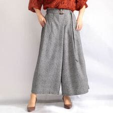 【LL-5L】グレンチェックパンツ 大きいサイズ レディース ウエストゴム フレア グレンチェック 