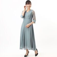 【結婚式・二次会・パーティ】シフォンロングワンピース
