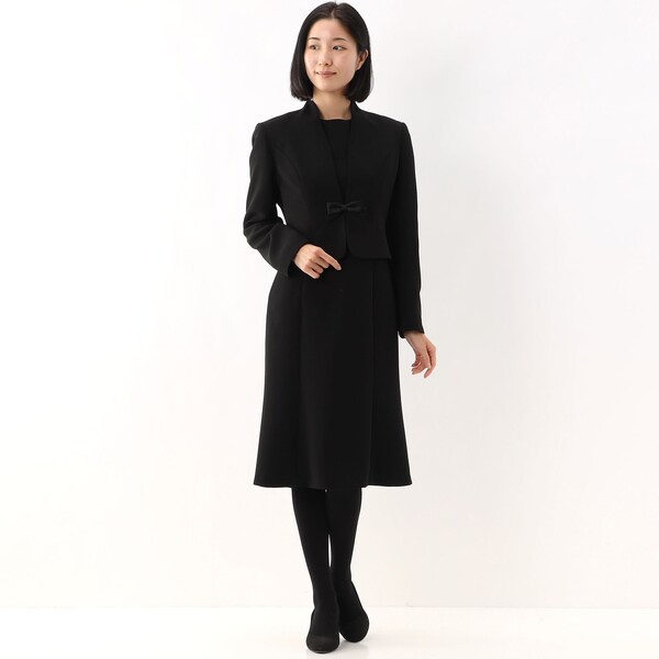 喪服/礼服/ブラックフォーマルスーツ】スタンド衿リボン付き