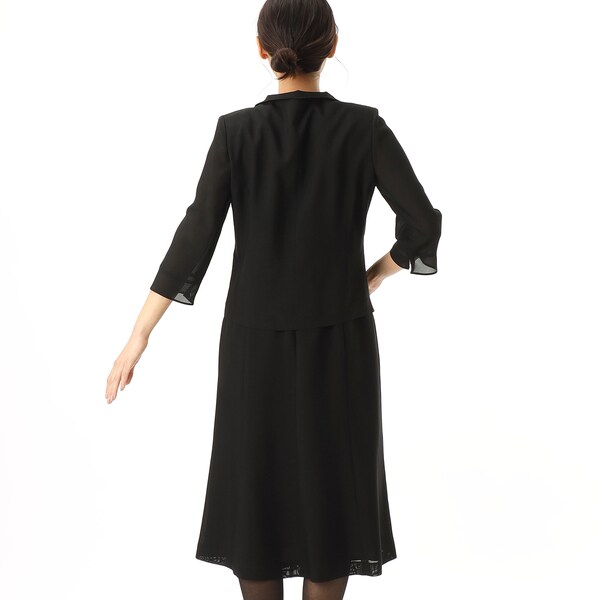 結婚式　お呼ばれドレス　infine 11号 喪服/礼服/ブラックフォーマルスーツ】テーラー衿レース使い