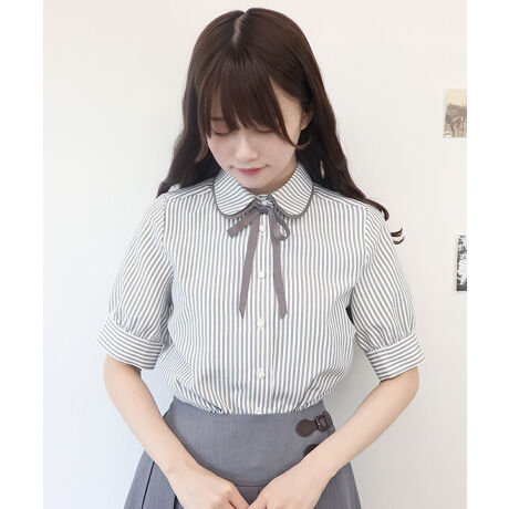 新作】ﾀｲ付きﾀﾞﾌﾞﾙｶﾗｰ5分袖ｽﾄﾗｲﾌﾟｼｬﾂ | フィント(FINT) | マルイウェブ Fi.n.t フィント トップス ブラウス シャツ 5分袖