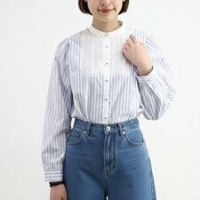 ヨーク切替ストライプシャツ【洗える】