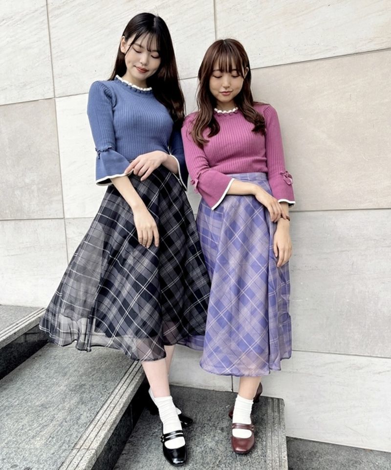 24春夏新作】袖刺繍ハートネックニット/MM418316 | ミッシュ