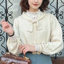 フィント(FINT)の【洗える】ショールボウタイニットプルオーバー