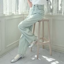 フィント(FINT)の【洗える/サイズ展開あり】ハイウエスト ストレート デニム パンツ