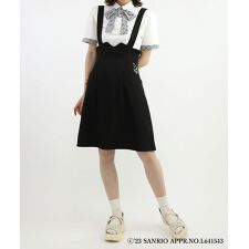 サスペンダー付きハイウエストスカート/クロミ【洗える】