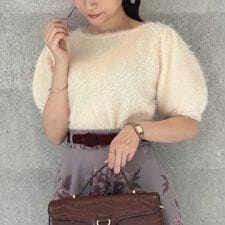 シャギーボリューム袖ニットプルオーバー【洗える】