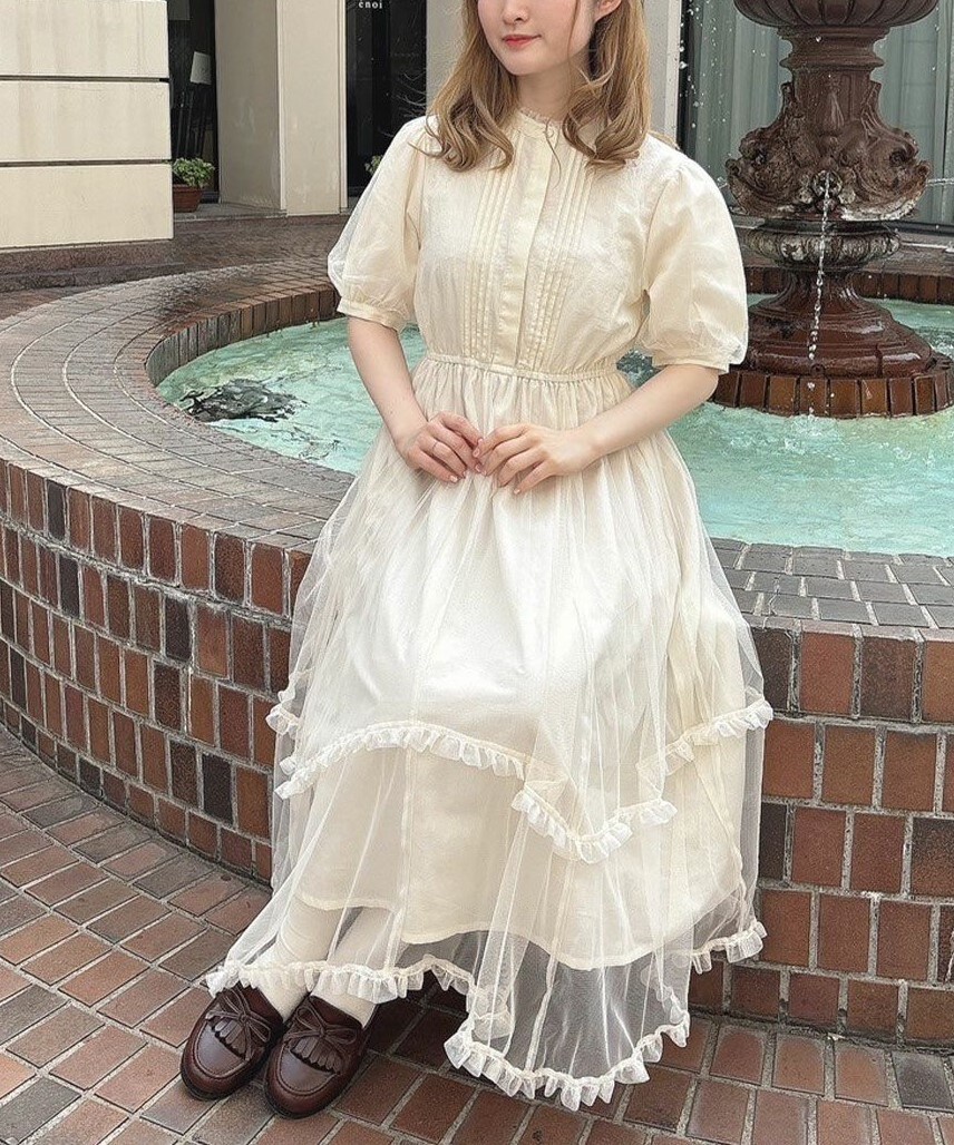 チュールドッキングロングワンピース【洗える】 | フィント(FINT