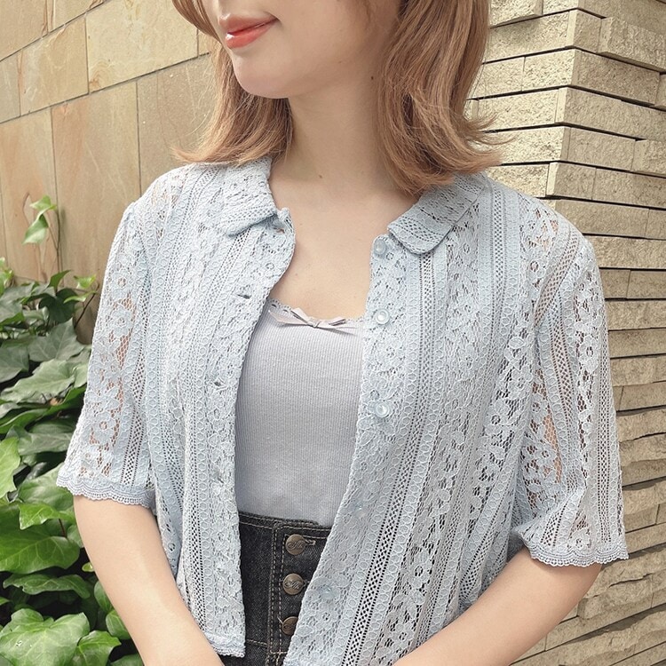 gajess  リブタンクトップ　ネイビー 前後レースタンクトップ【ゆったりワンサイズ】 通販【ニッセン】