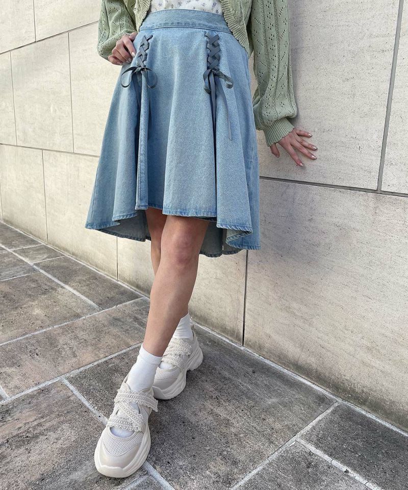フィント F i.n.t レジメストライプタックスカート （GRAY