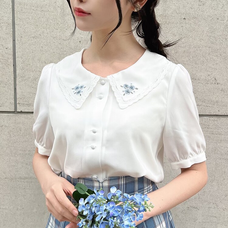 【接触冷感】パフスリーブブラウス[2151861]  natural mist class 接触冷感】パフスリーブブラウス[2151861] natural mist class