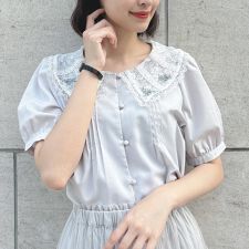 ローズ刺繍チュールレース衿ブラウス【洗える】 | フィント(FINT 
