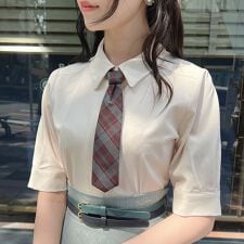【洗える】タータンチェックネクタイ付きシャツ