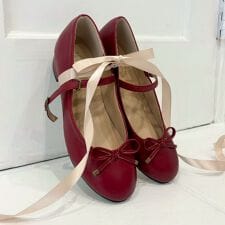 【サイズ展開あり】ストラップ付きリボンバレエシューズ　セレモニー