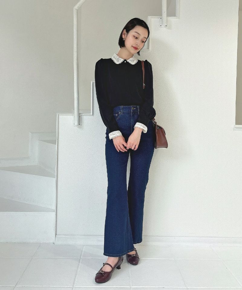 フィント（FINT）/【足長効果/美脚/洗える】ハイウエストフレアーデニムパンツ 足長効果/美脚/洗える】ハイウエストフレアーデニムパンツ | フィント