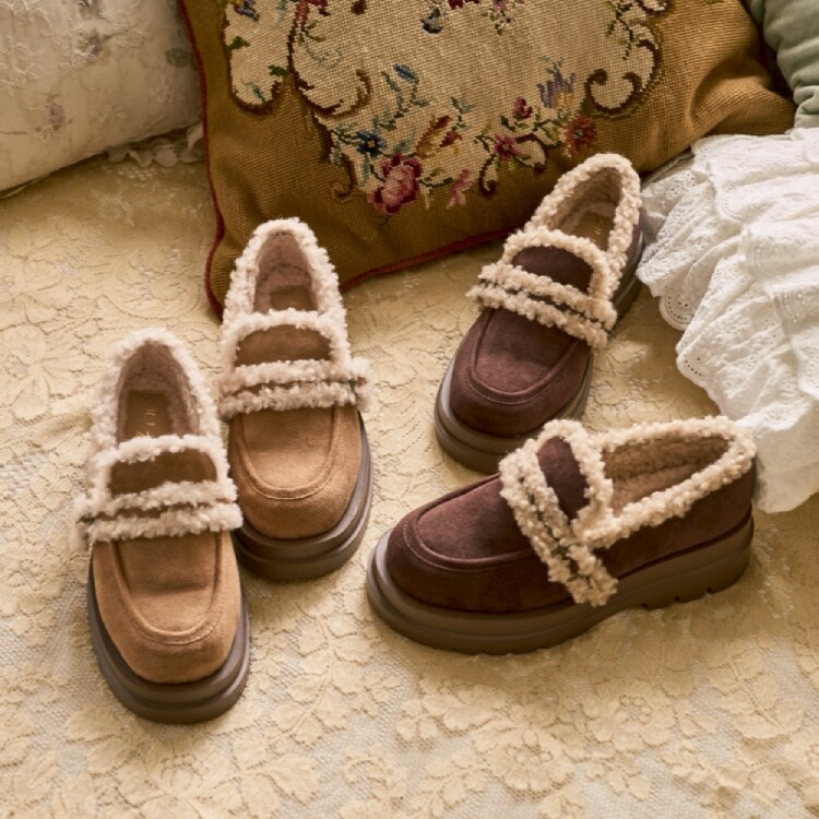 フィント ベルト使いフェイクムートンシューズ ブラウン Mサイズ ベルト使いフェイクムートンシューズ | フィント(FINT) | マルイウェブ