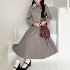 フィント(FINT)のラインボウタイバイカラーワンピース