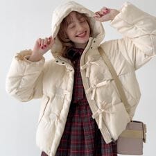 フィント(FINT)のリボン釦ダッフルエコダウンコート