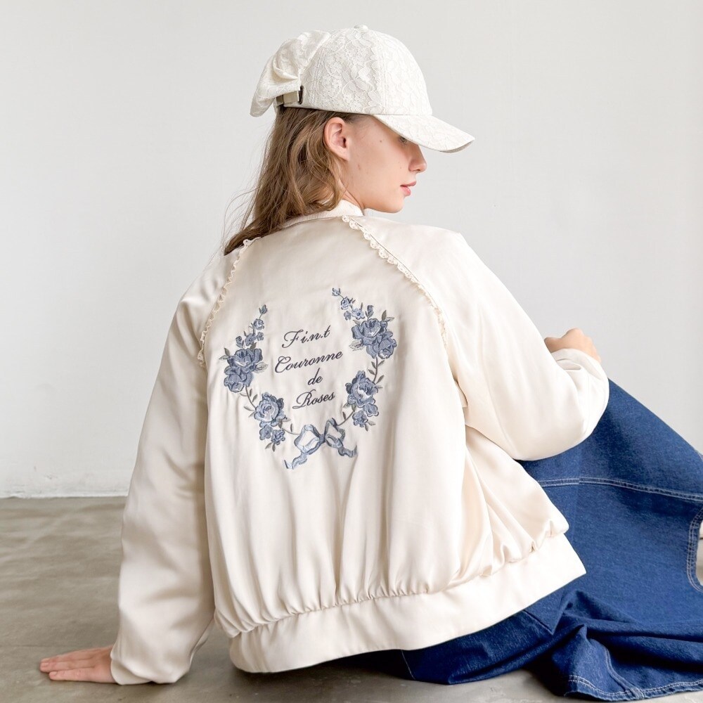 f.i.n.t バックローズ刺繍サテンブルゾン ローズアーチ刺繍サテンブルゾン | フィント(FINT) | マルイウェブチャネル