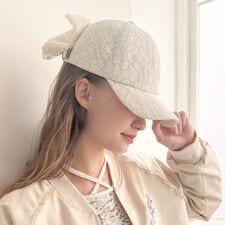 総レースバックリボンキャップ　サイズ調節可能